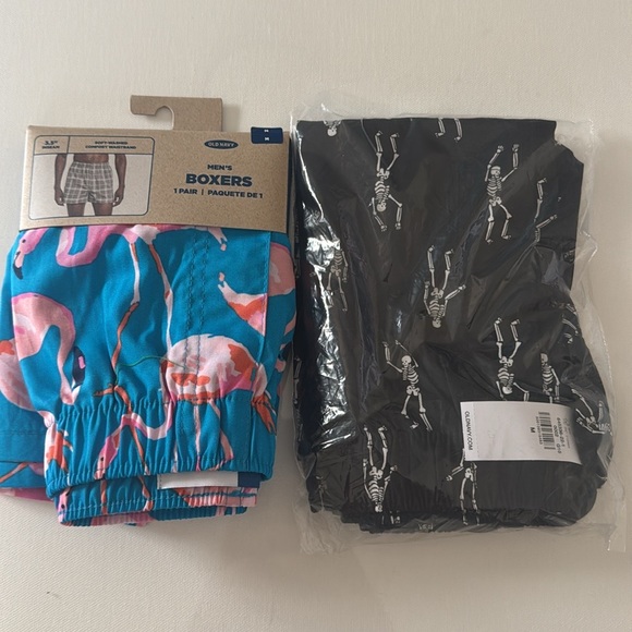 Old Navy Boxers Mens Medium Skeleton Pink Flamingo 2 Pack - Picture 1 of 2